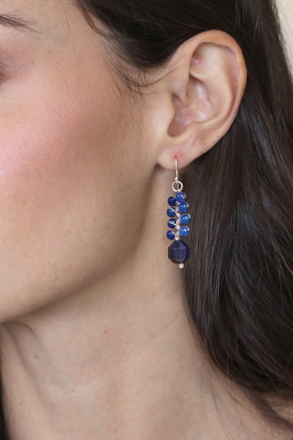 Bilberry-Inspired Glass Beaded Dangle Earrings from Thailand - Bilberries