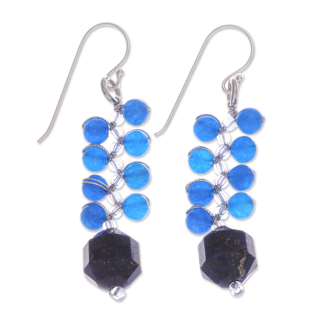 Bilberry-Inspired Glass Beaded Dangle Earrings from Thailand - Bilberries