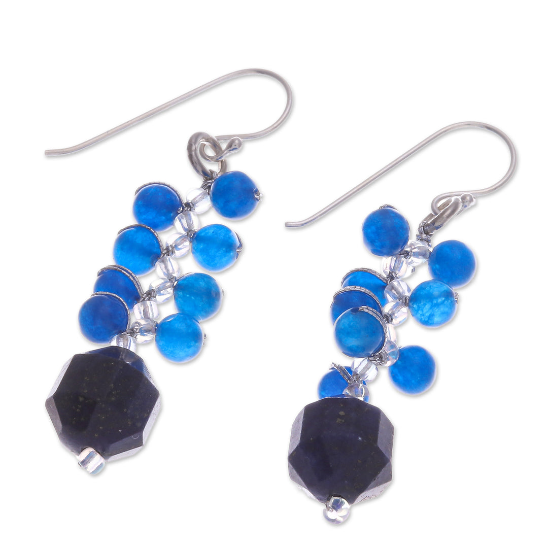 Bilberry-Inspired Glass Beaded Dangle Earrings from Thailand - Bilberries