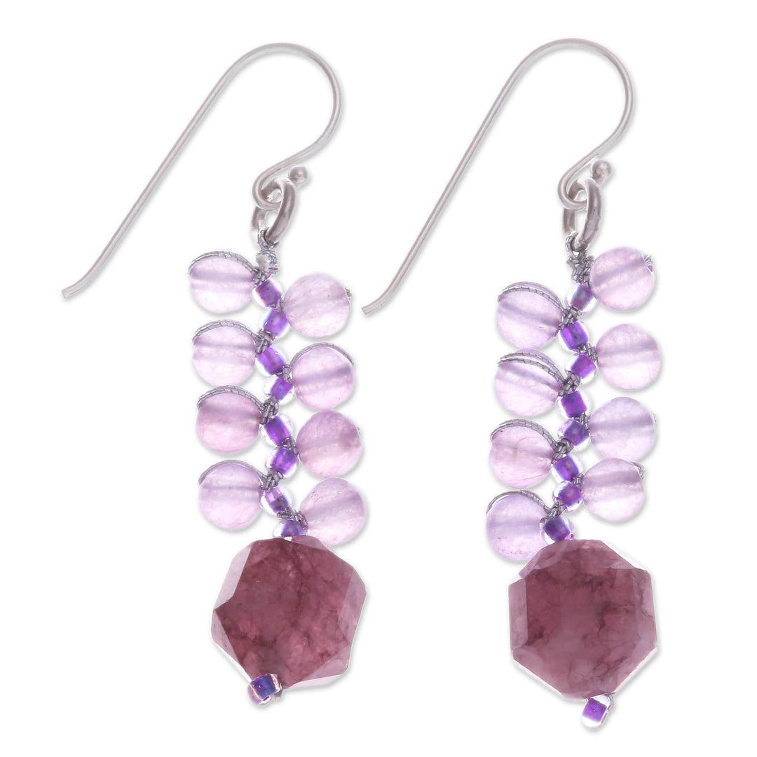 Artisan-Made Glass Beaded Elderberry-Shaped Dangle Earrings - Elderberries