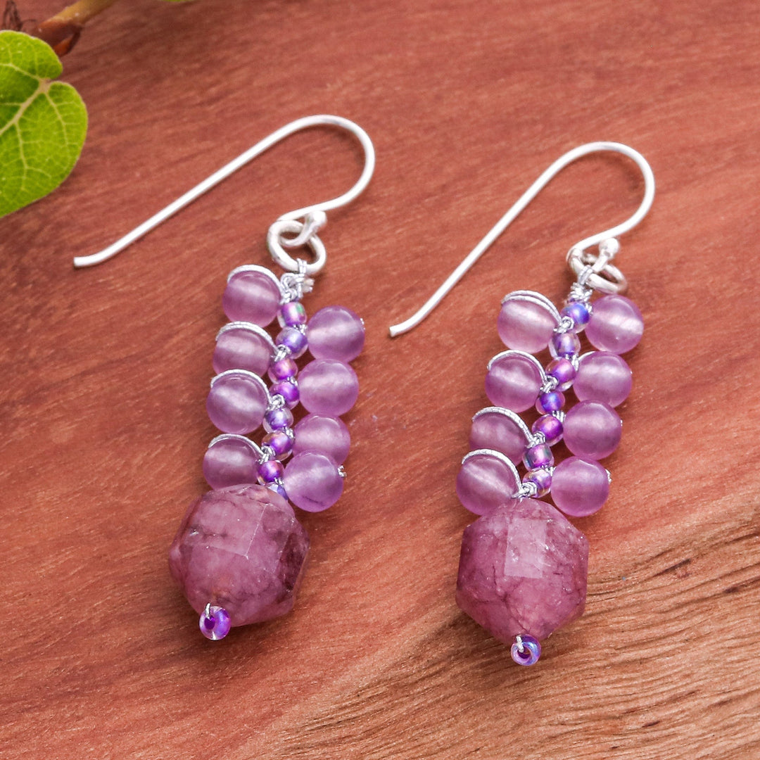 Artisan-Made Glass Beaded Elderberry-Shaped Dangle Earrings - Elderberries