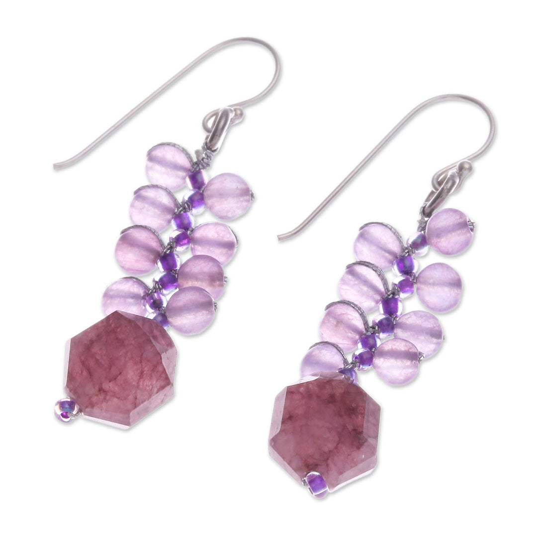 Artisan-Made Glass Beaded Elderberry-Shaped Dangle Earrings - Elderberries