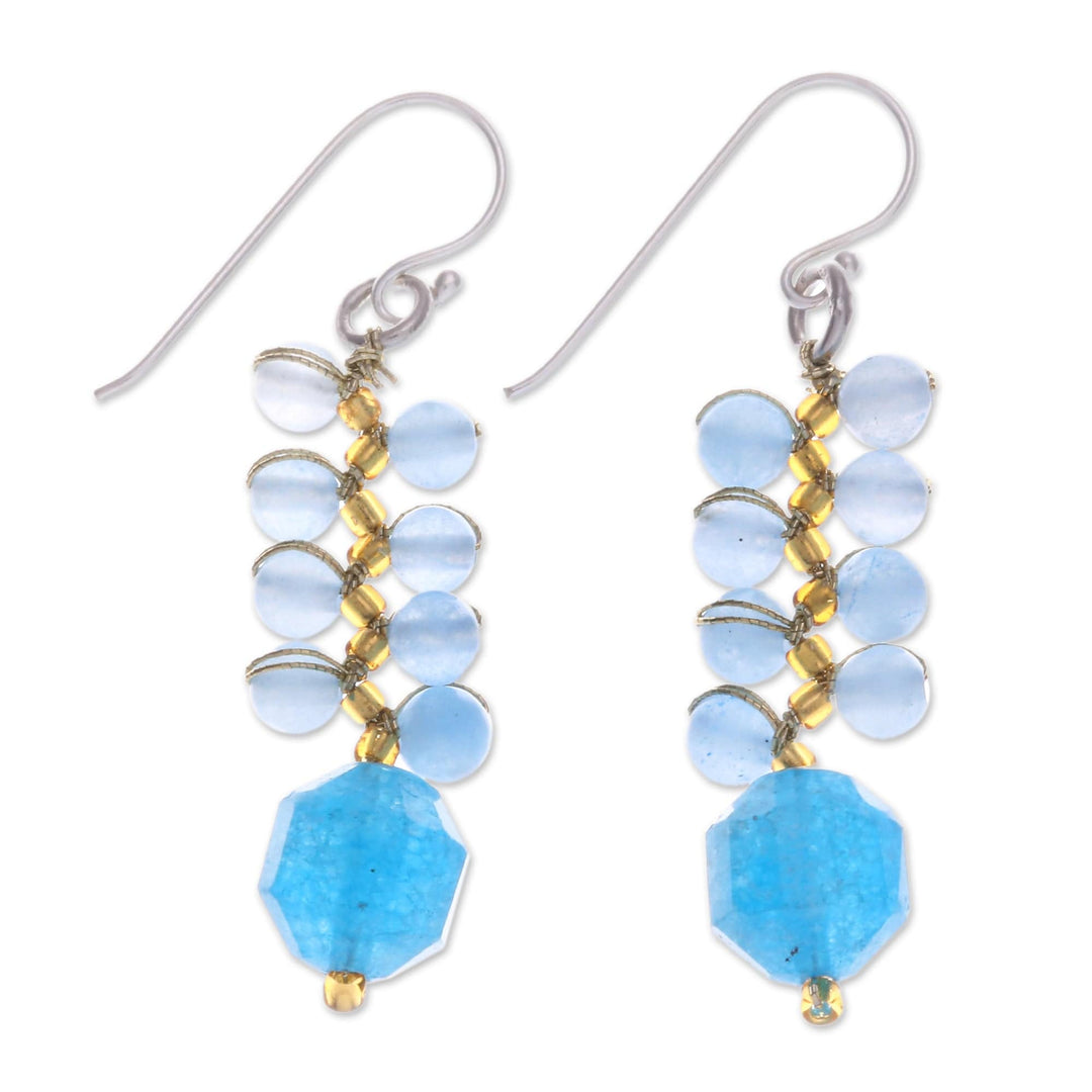 Fair Trade Thai-Made Glass Beaded Blueberry Dangle Earrings - Blueberries
