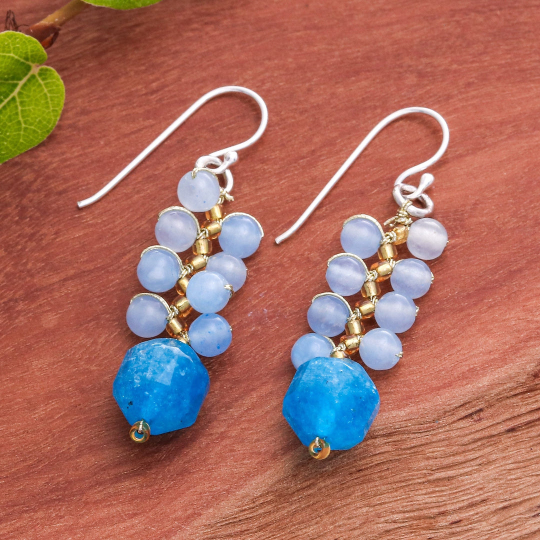 Fair Trade Thai-Made Glass Beaded Blueberry Dangle Earrings - Blueberries