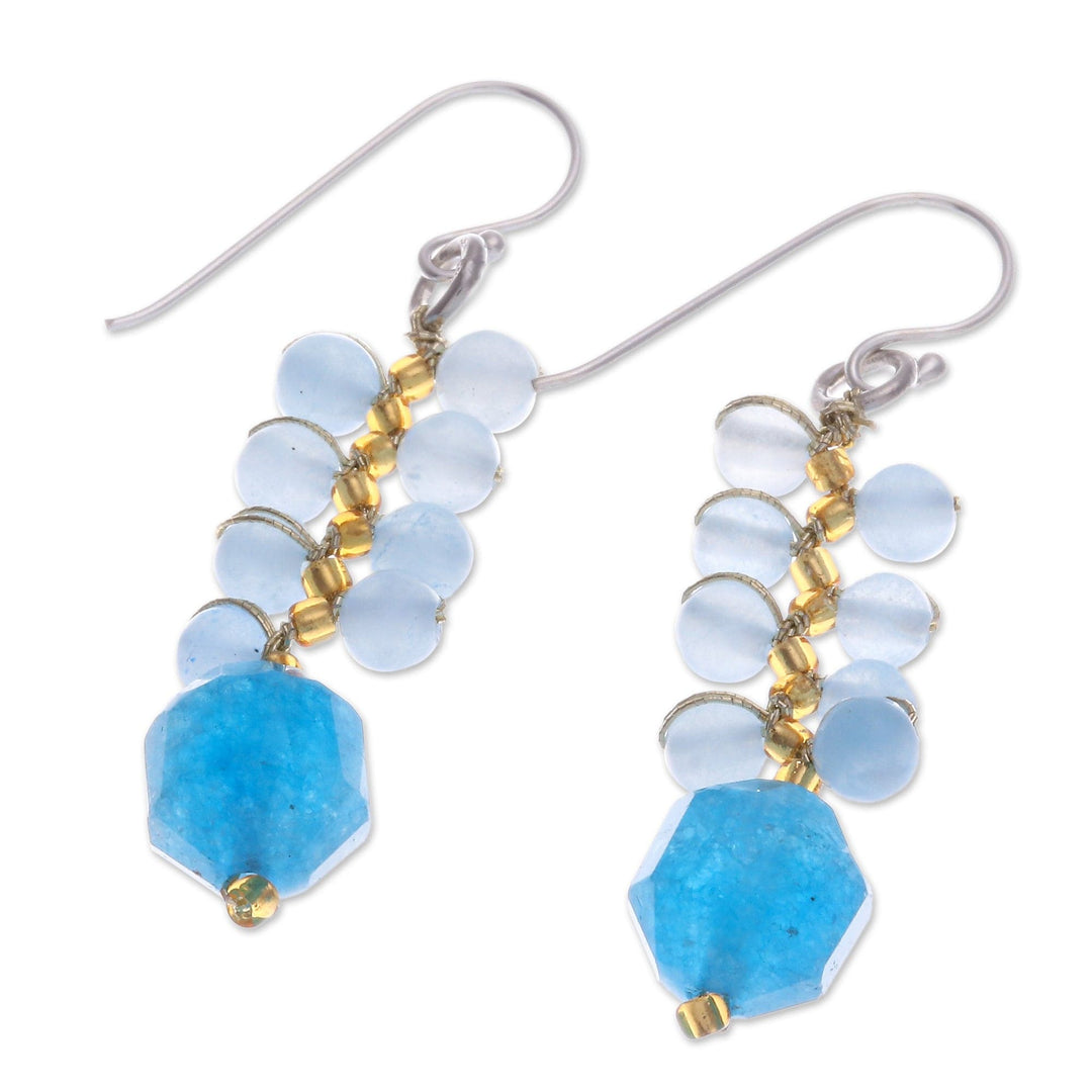 Fair Trade Thai-Made Glass Beaded Blueberry Dangle Earrings - Blueberries