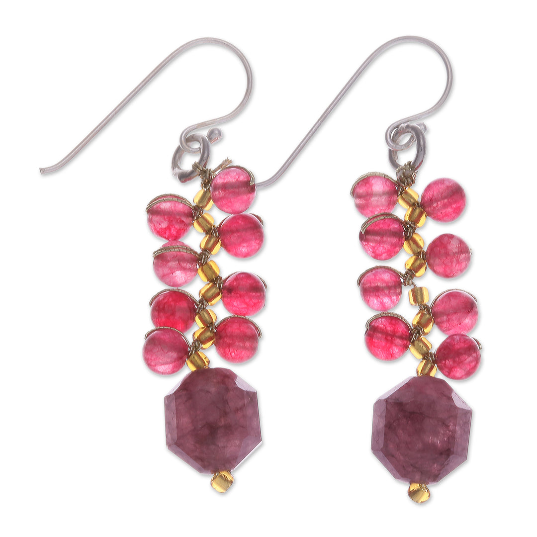 Handcrafted Cranberry-Inspired Glass Beaded Dangle Earrings - Cranberries