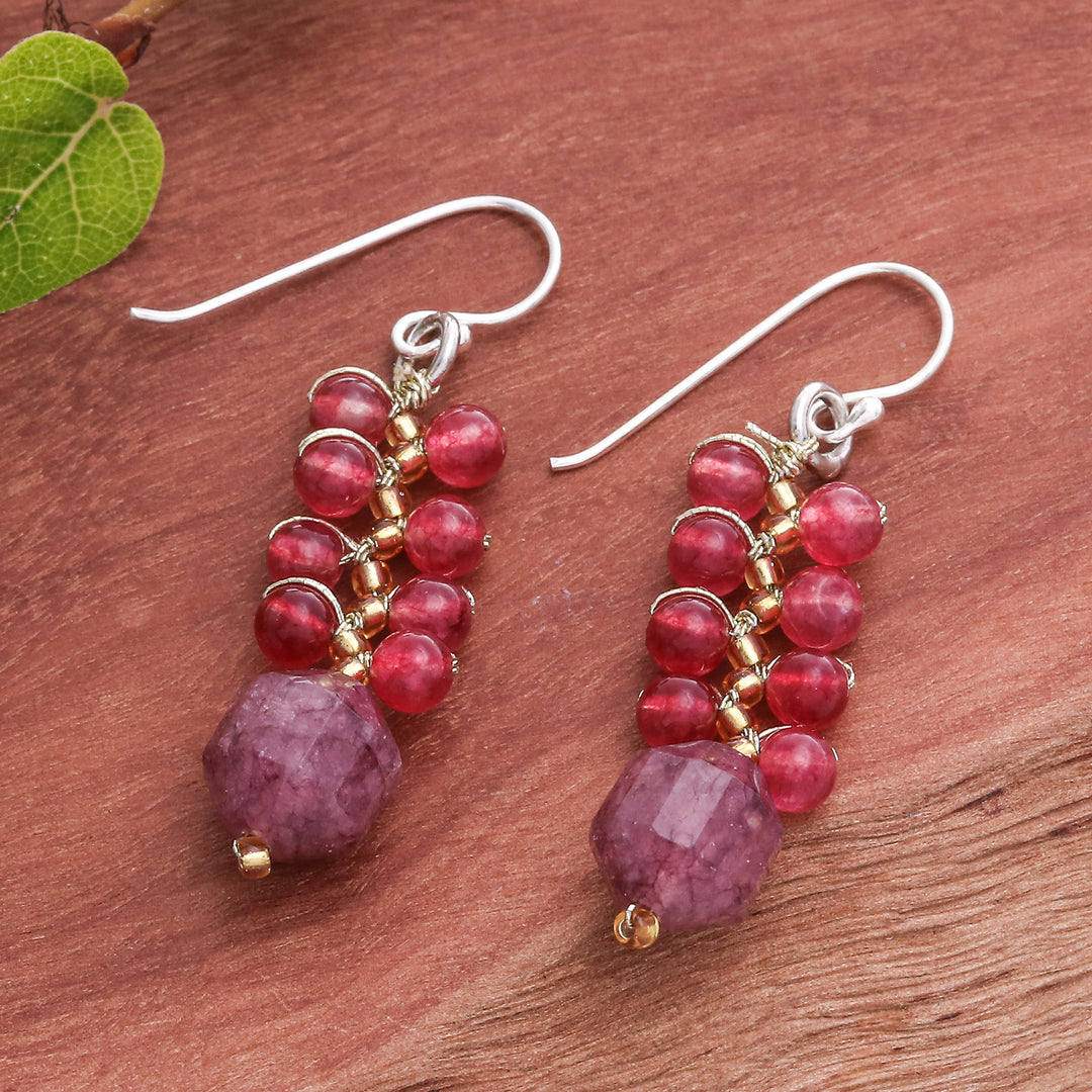 Handcrafted Cranberry-Inspired Glass Beaded Dangle Earrings - Cranberries