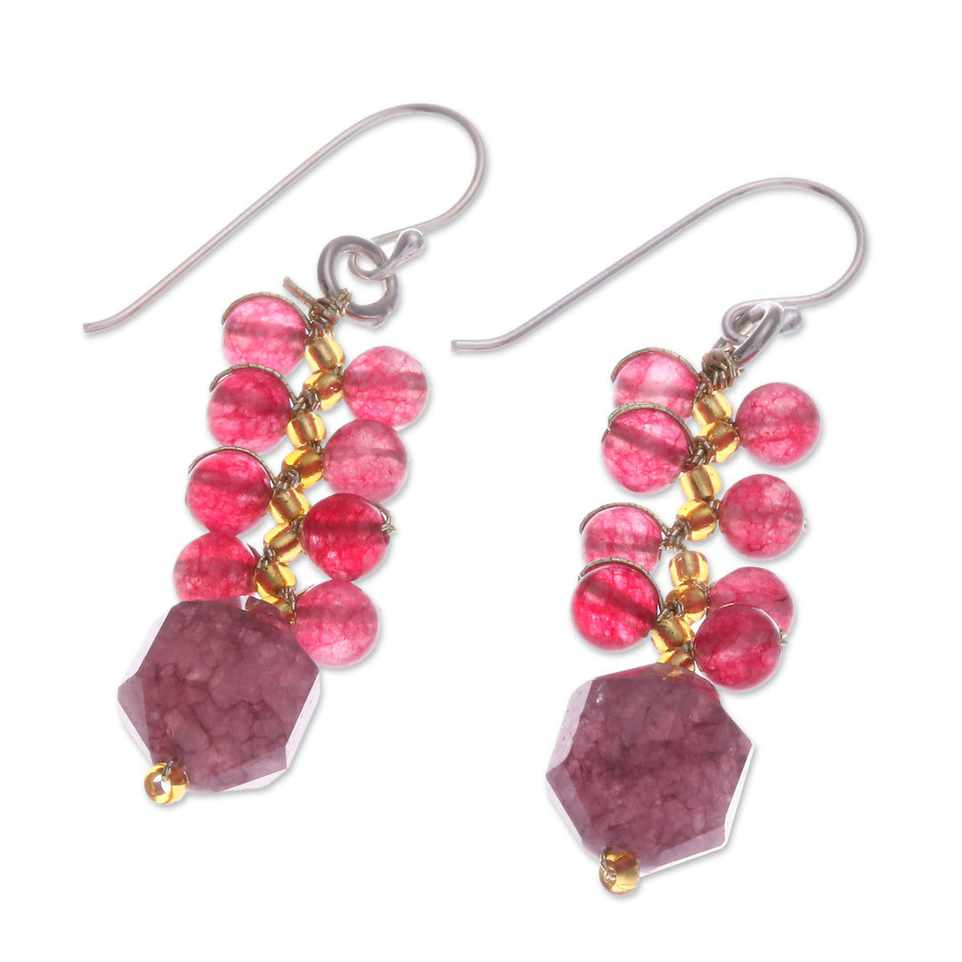 Handcrafted Cranberry-Inspired Glass Beaded Dangle Earrings - Cranberries