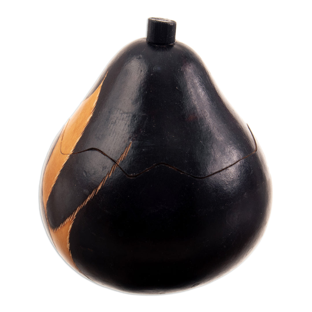 Penguin-Themed Artisan-Made Dried Mate Gourd Decorative Box - Polar Treasure