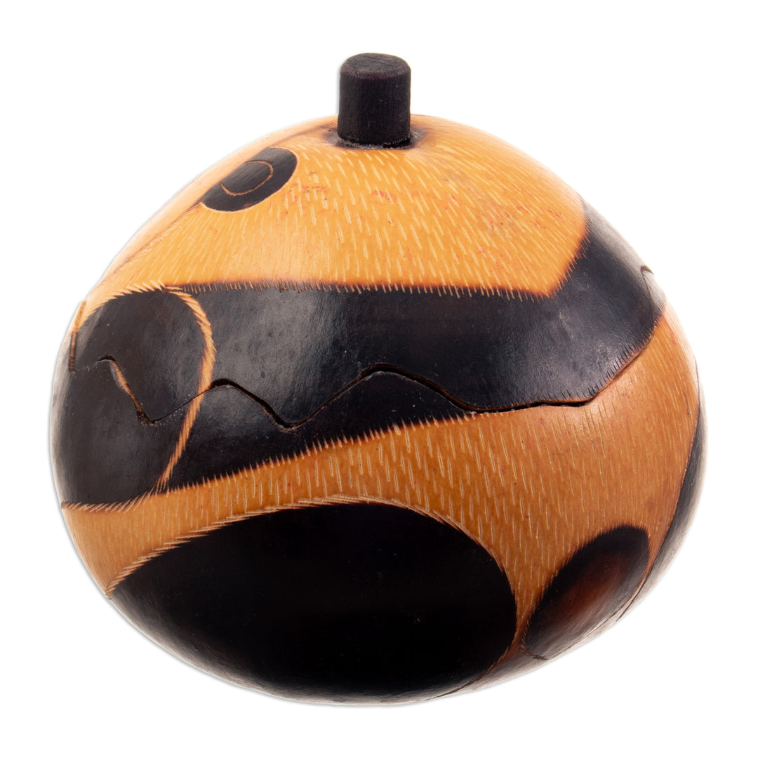 Fair Trade Handcrafted Dried Mate Gourd Panda Decorative Box - Panda Embrace