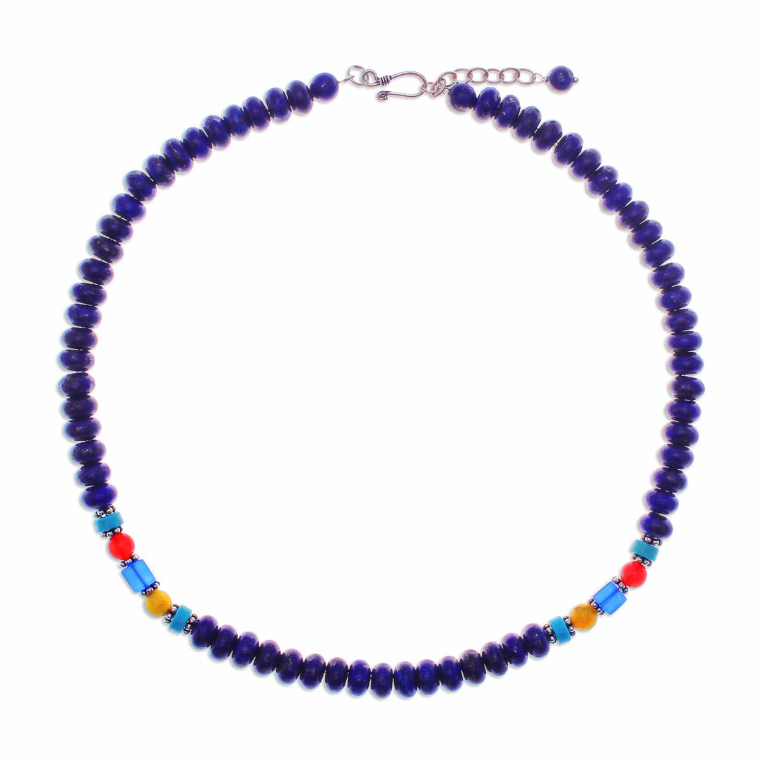 Fair Trade Blue Multi-Gemstone Beaded Necklace from Thailand - Mystic Firmament