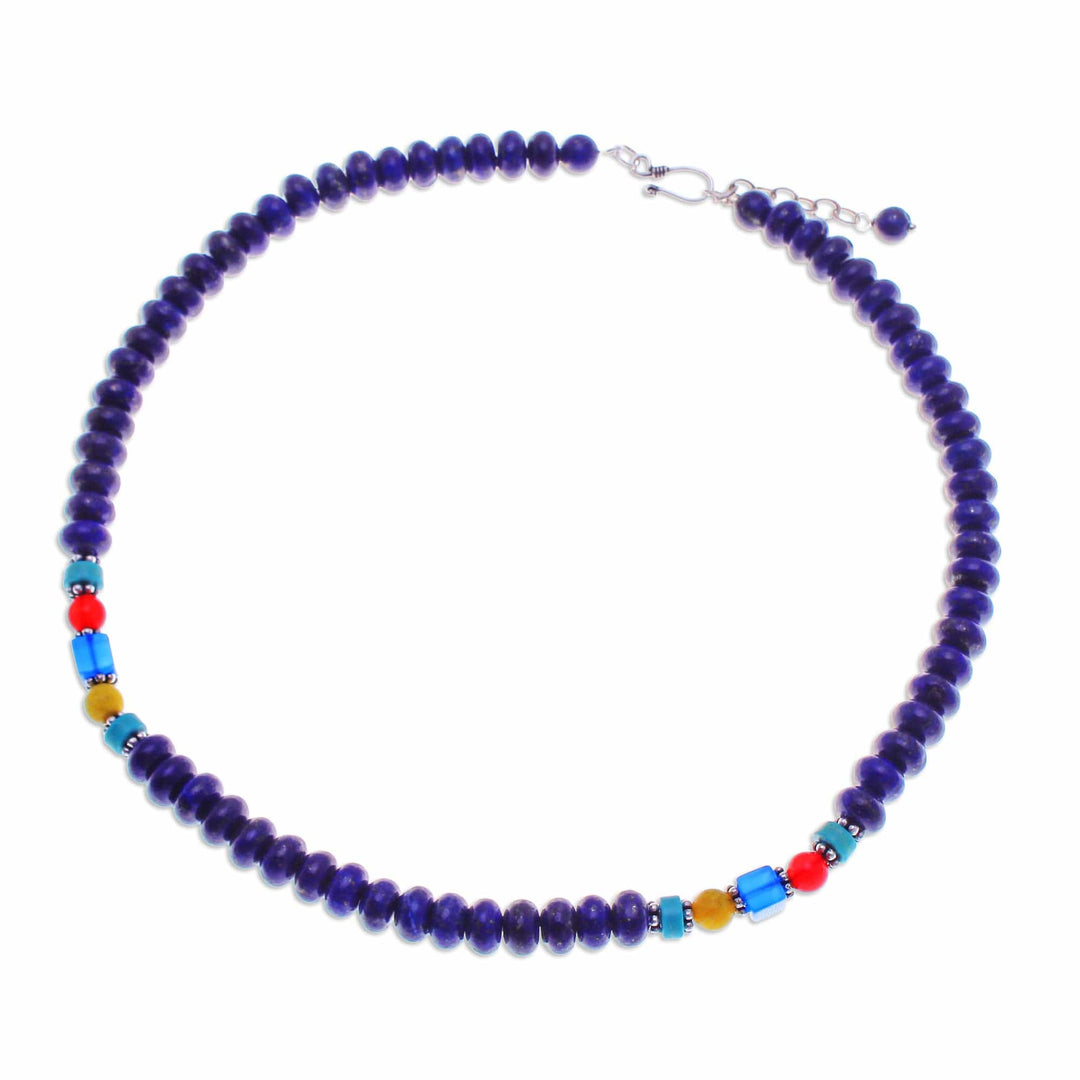 Fair Trade Blue Multi-Gemstone Beaded Necklace from Thailand - Mystic Firmament