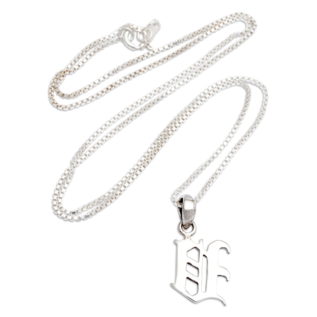 Letter V-Shaped Sterling Silver Pendant Necklace from Bali - Letter V