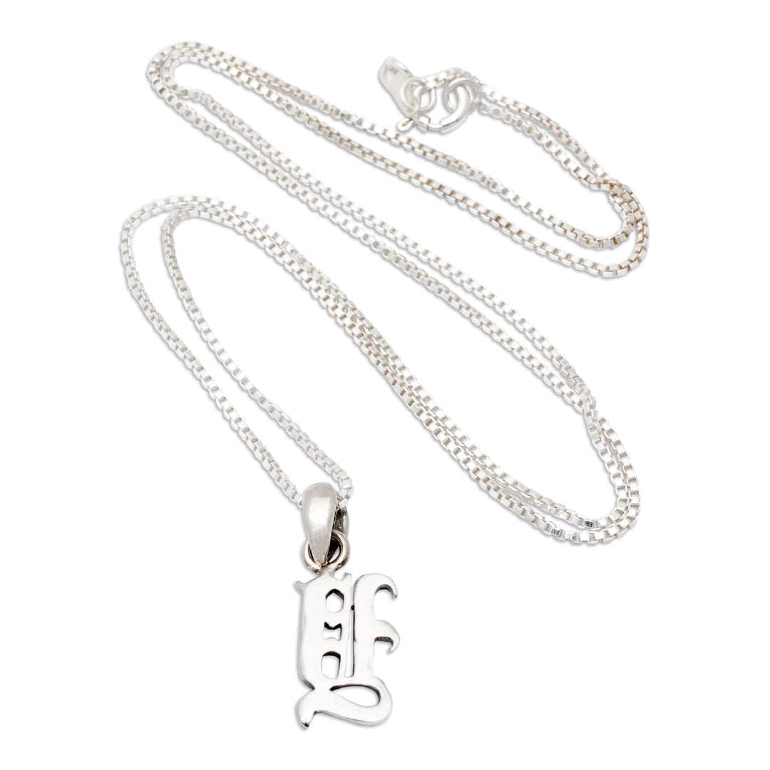 Classic Polished Sterling Silver Letter Y Pendant Necklace - Letter Y