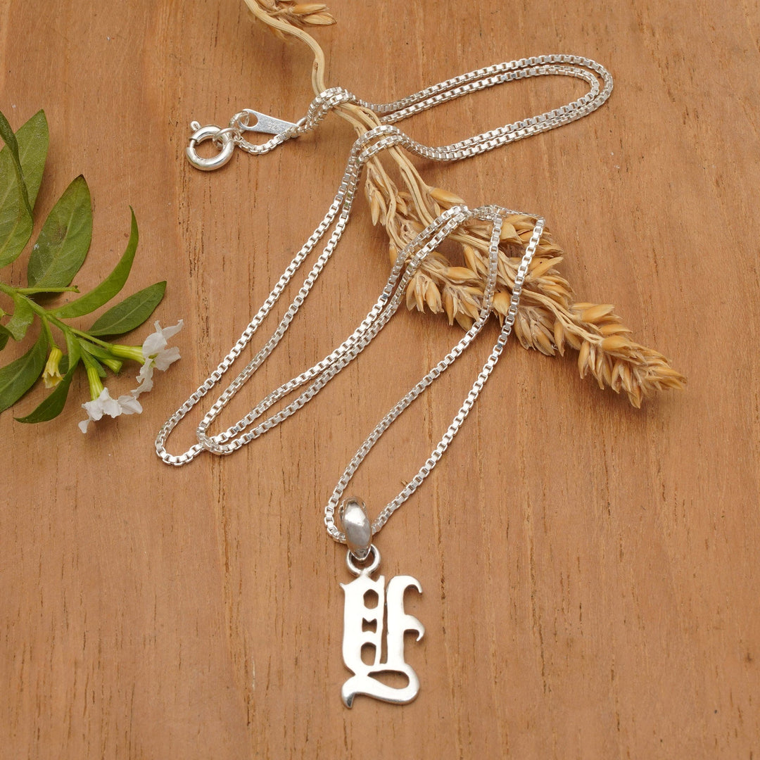 Classic Polished Sterling Silver Letter Y Pendant Necklace - Letter Y