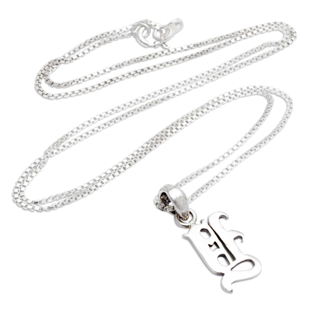 Classic Polished Sterling Silver Letter Y Pendant Necklace - Letter Y