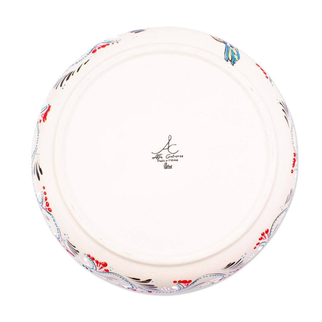 Hand Painted Hummingbird Serving Bowl - Colibri
