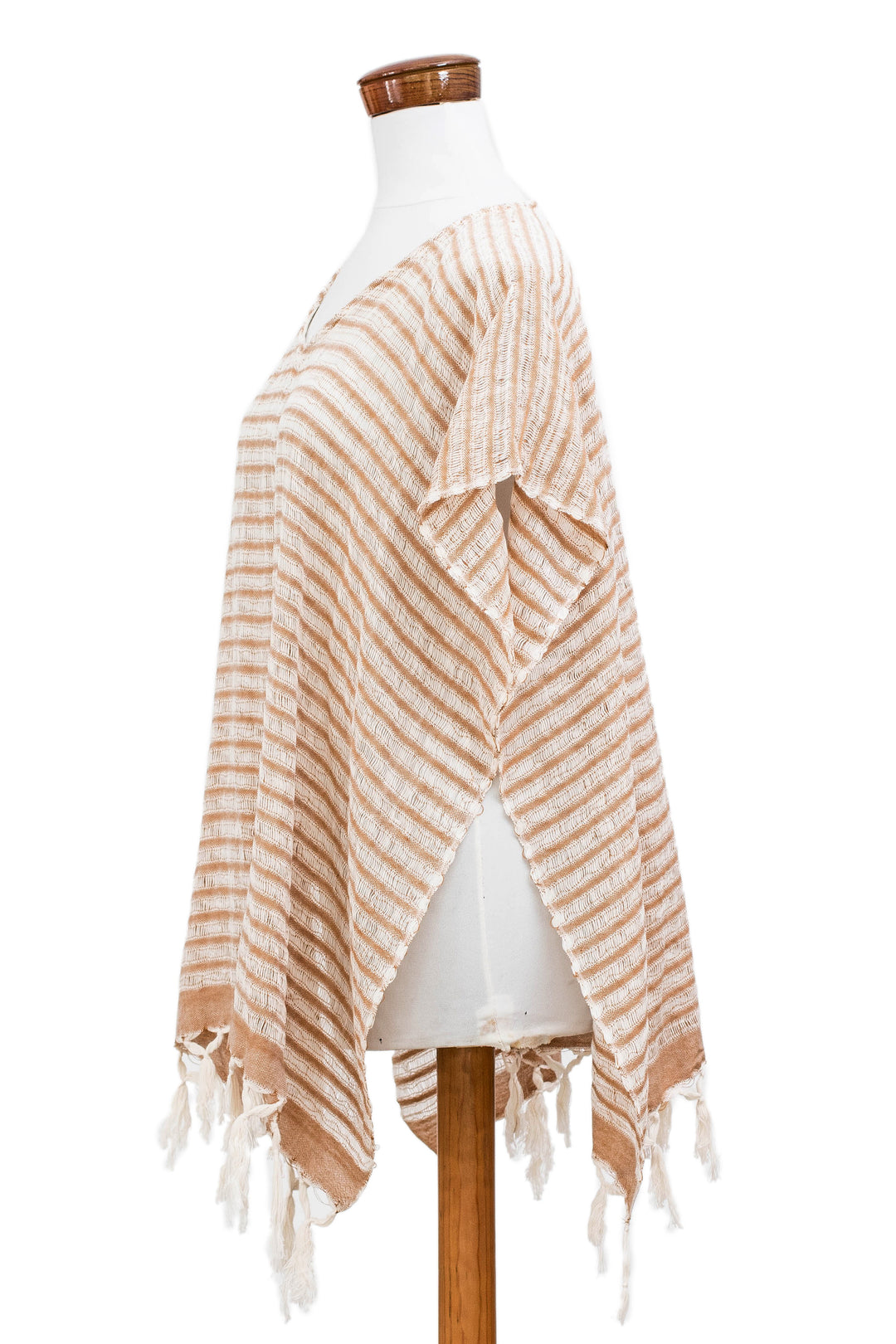 Handwoven Striped Fringed Cotton Tunic or Swimsuit Cover-Up - Summer Stripes