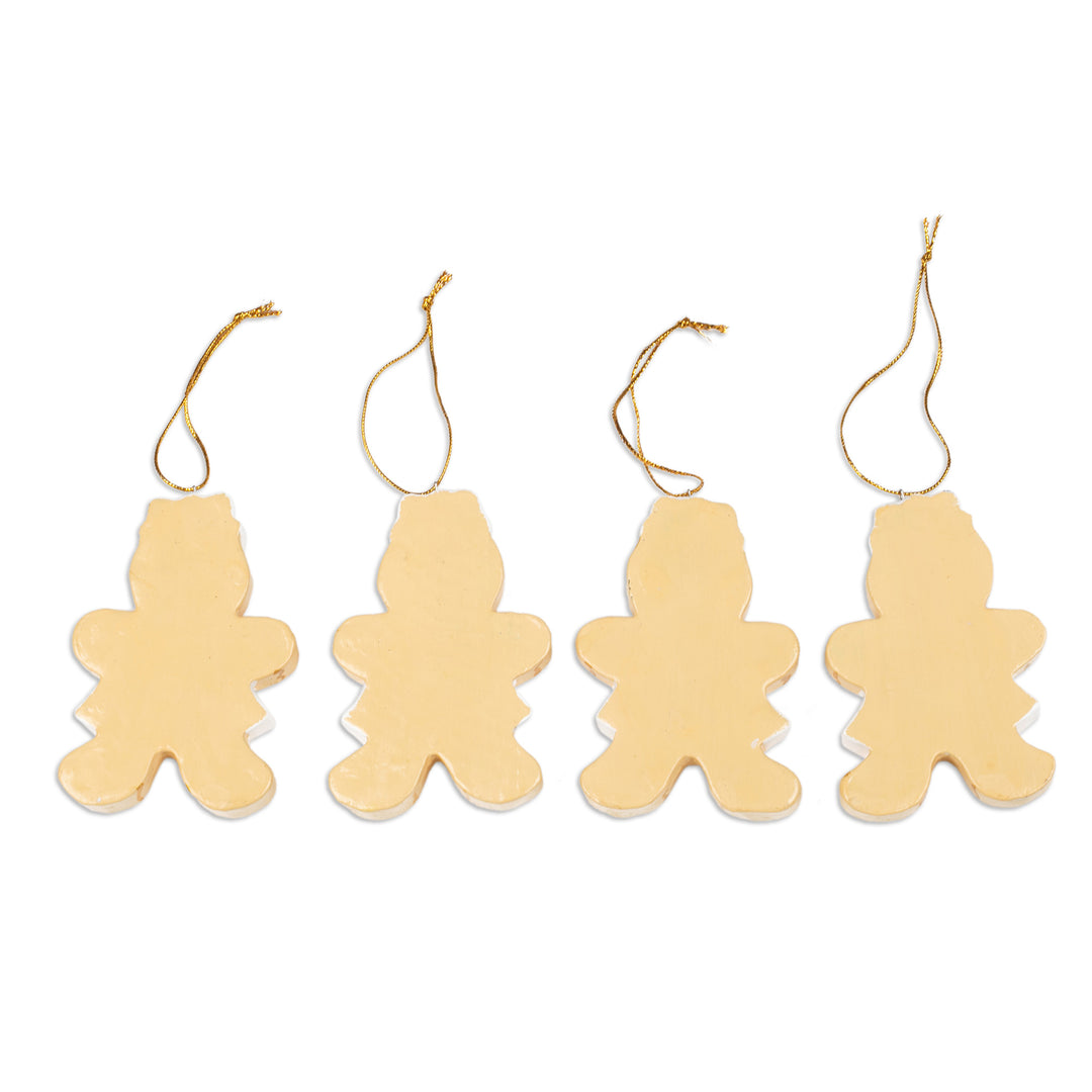 Christmas-Themed Set of 4 Gingerbread Girl Wood Ornaments - Gingerbread Darlings