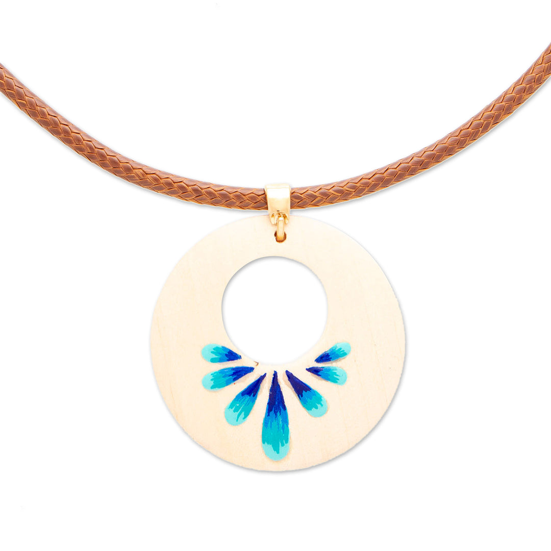 Hand-Painted Wood Pendant Necklace with Hummingbird Motif - Hummingbird Love