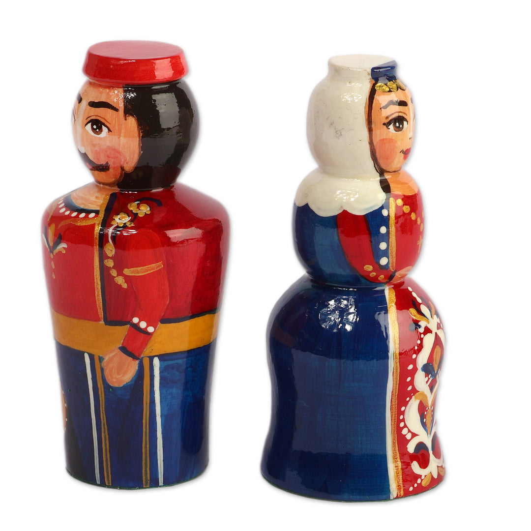 Painted Taraz Wedding-Themed 2-Piece Beechwood Figurine Set - Taraz Marriage