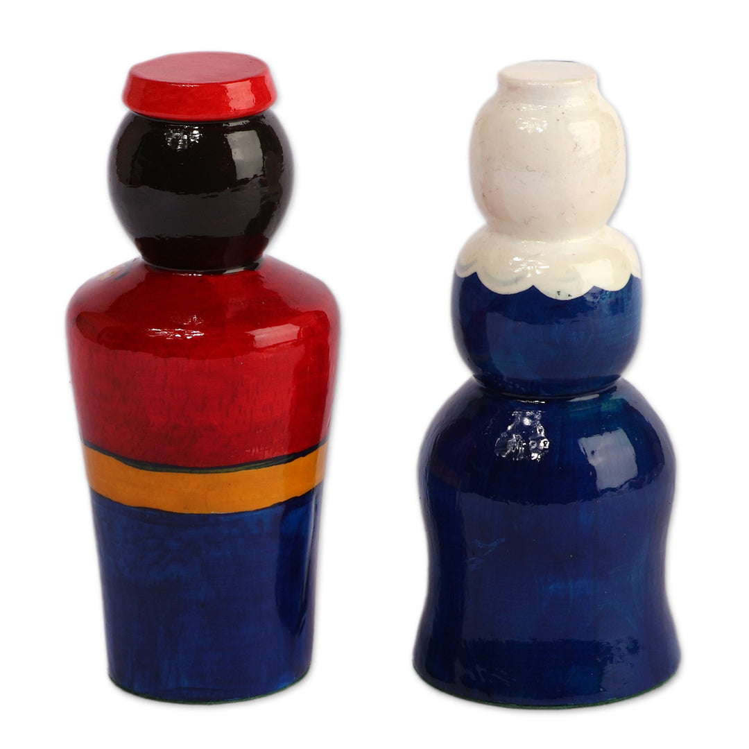 Painted Taraz Wedding-Themed 2-Piece Beechwood Figurine Set - Taraz Marriage