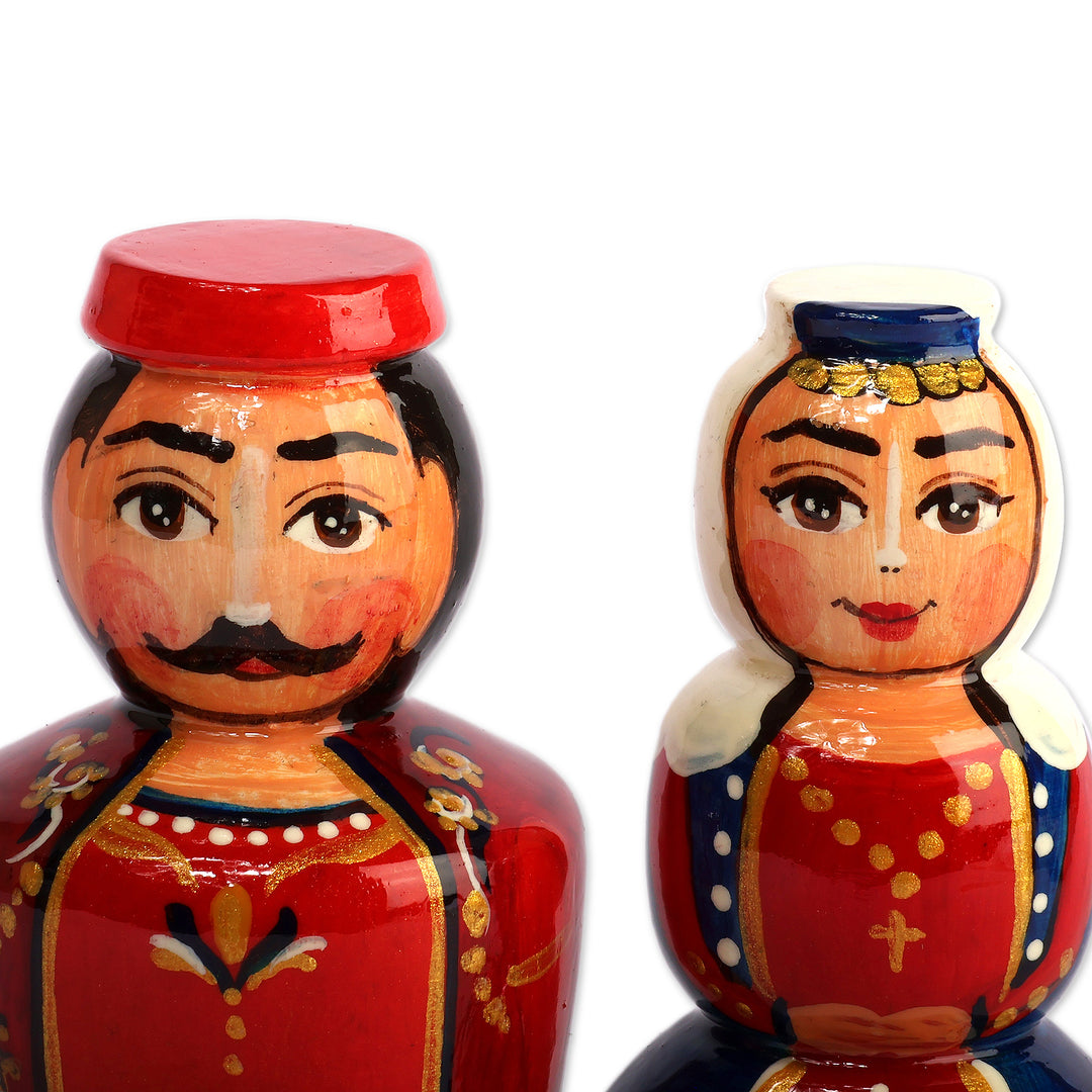 Painted Taraz Wedding-Themed 2-Piece Beechwood Figurine Set - Taraz Marriage