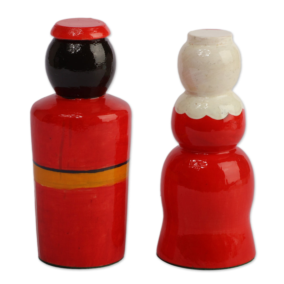 Handmade 2-Piece Taraz Couple with Flute Wood Figurine Set - Taraz Union