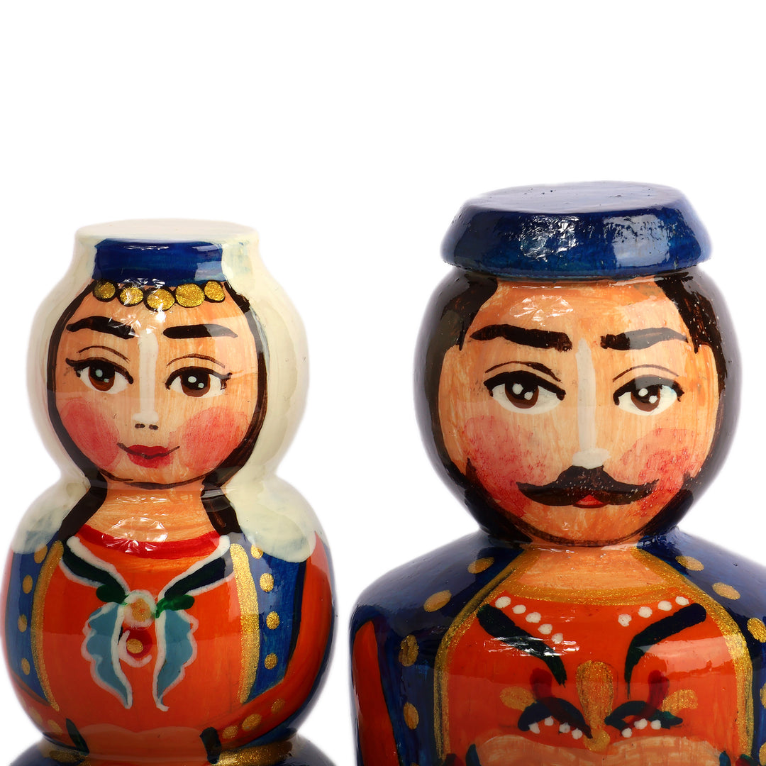 2-Piece Blue and Orange Taraz Couple with Drum Figurine Set - Taraz Bond