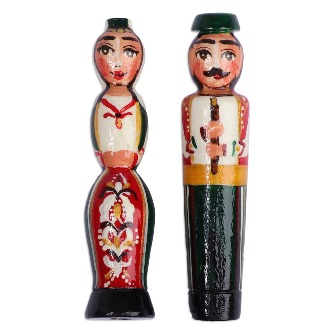 Glazed Taraz Marriage 2-Piece Green Beechwood Magnet Set - Taraz Marriage in Green