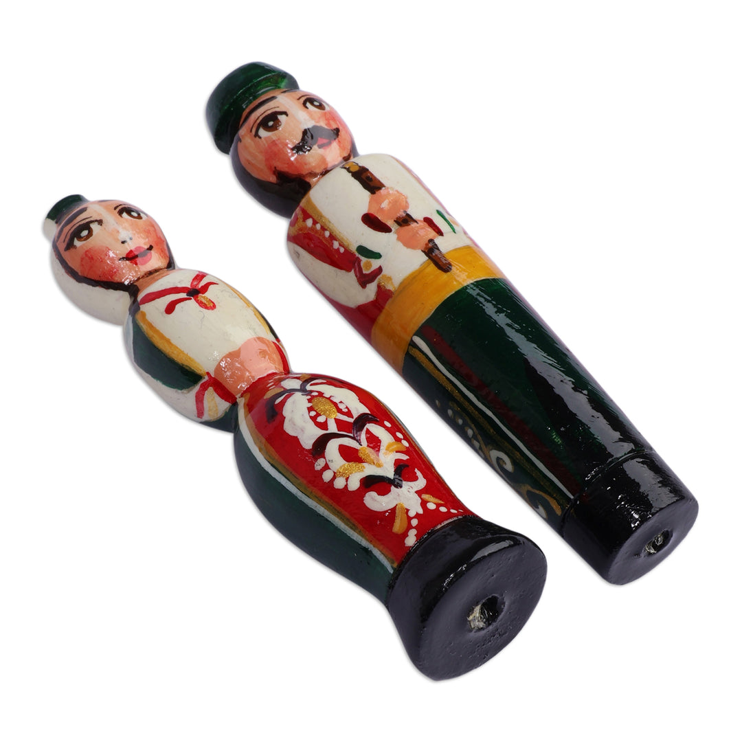 Glazed Taraz Marriage 2-Piece Green Beechwood Magnet Set - Taraz Marriage in Green