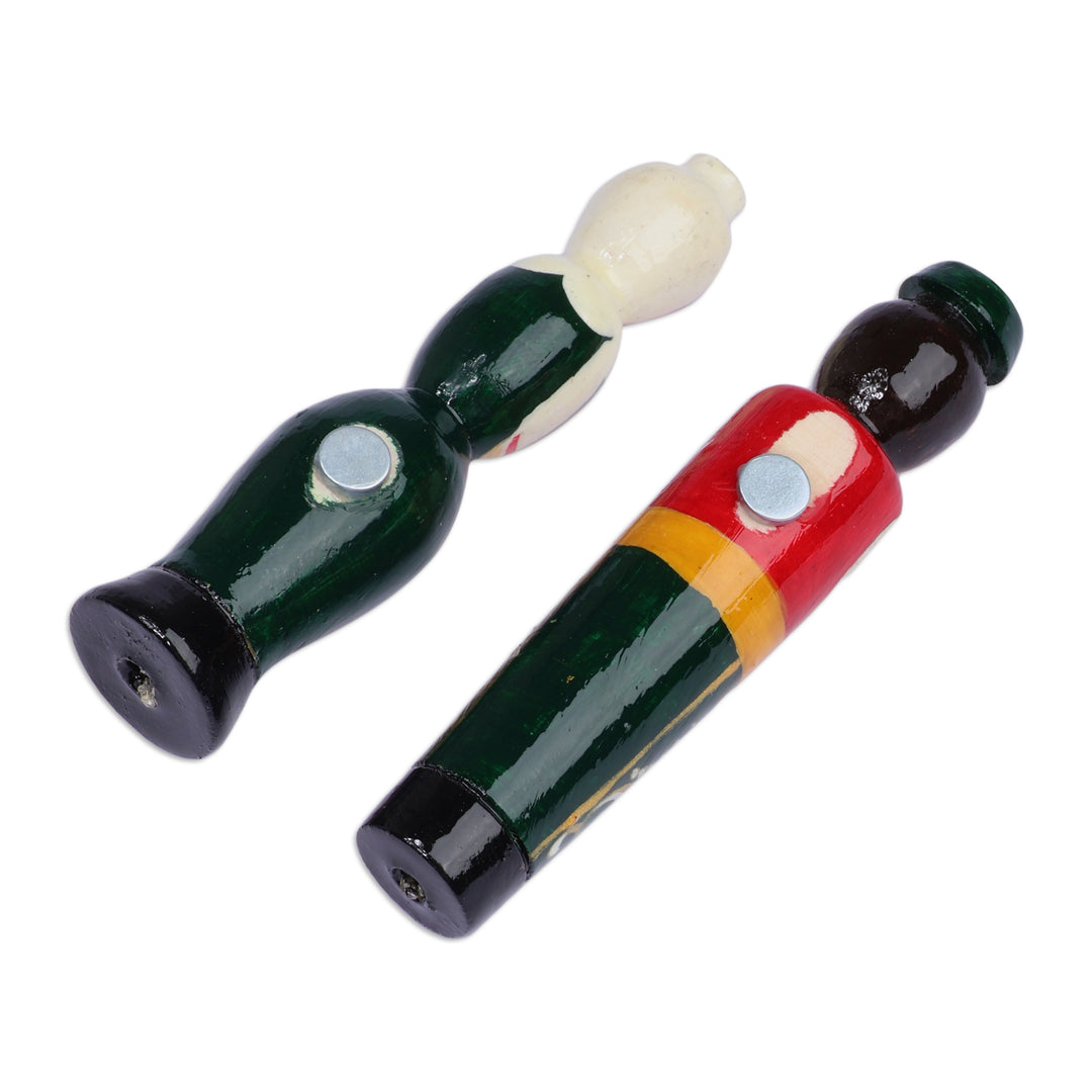 Glazed Taraz Marriage 2-Piece Green Beechwood Magnet Set - Taraz Marriage in Green