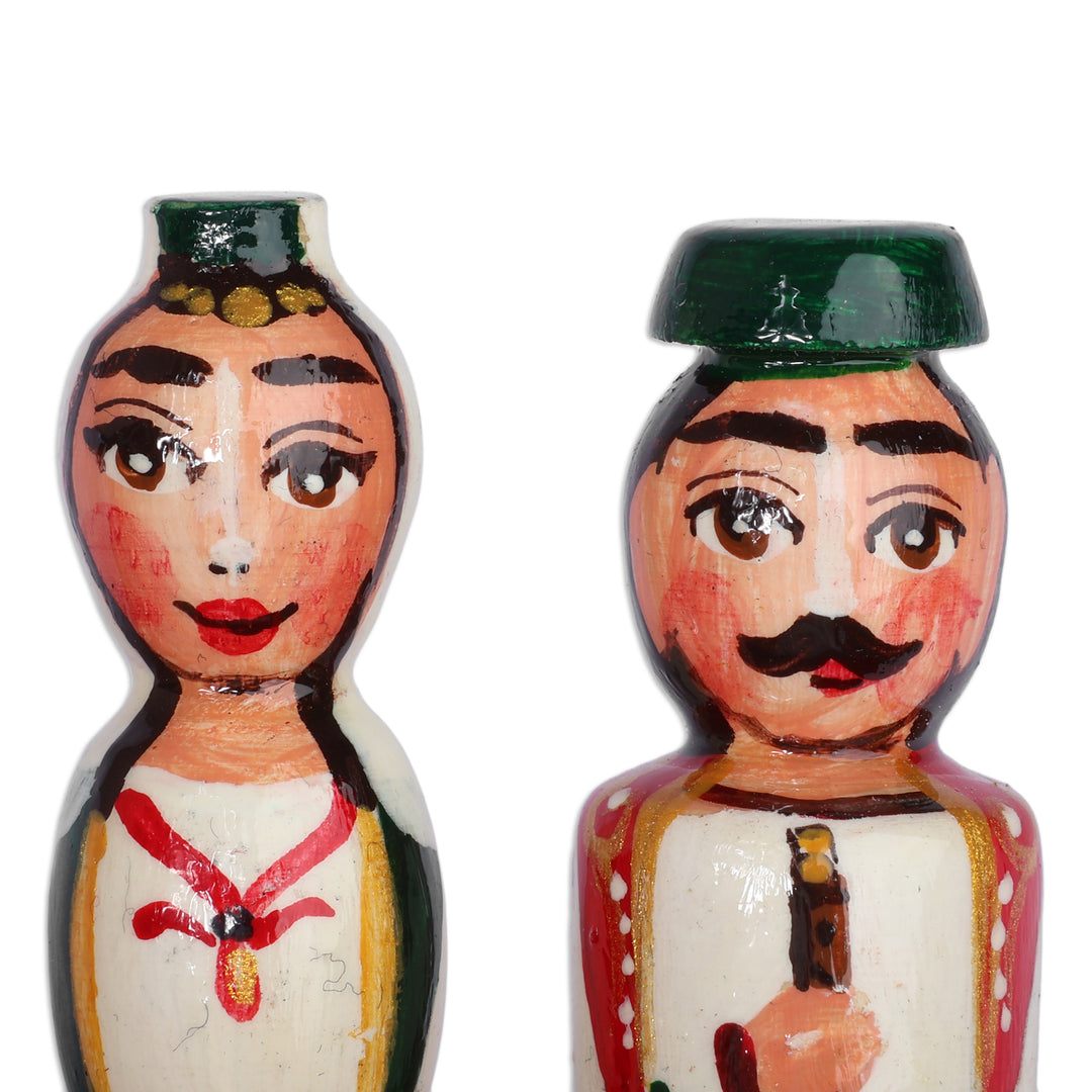Glazed Taraz Marriage 2-Piece Green Beechwood Magnet Set - Taraz Marriage in Green