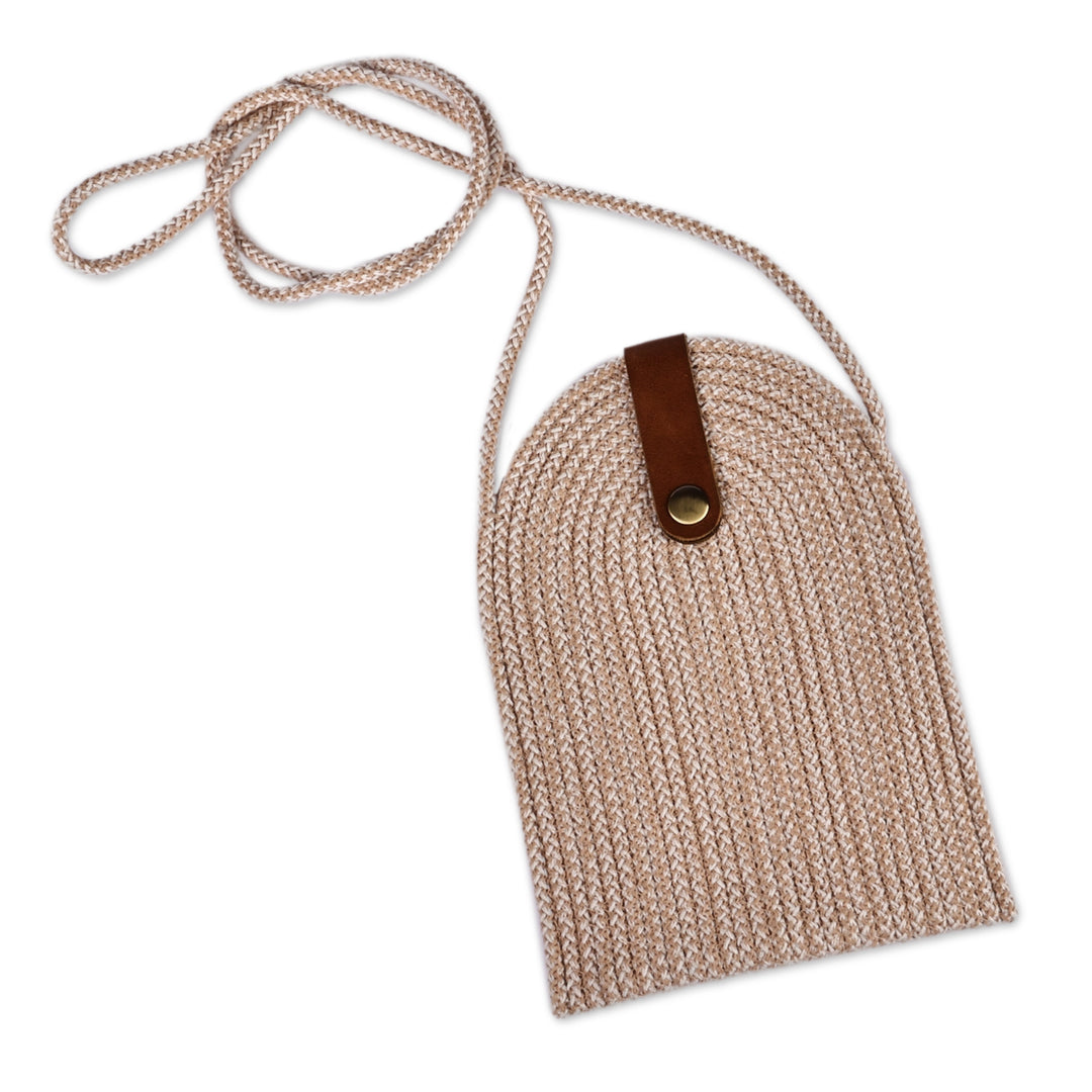 Classic Woven Ivory Cotton Blend Cell Phone Shoulder Bag - Ivory Communication
