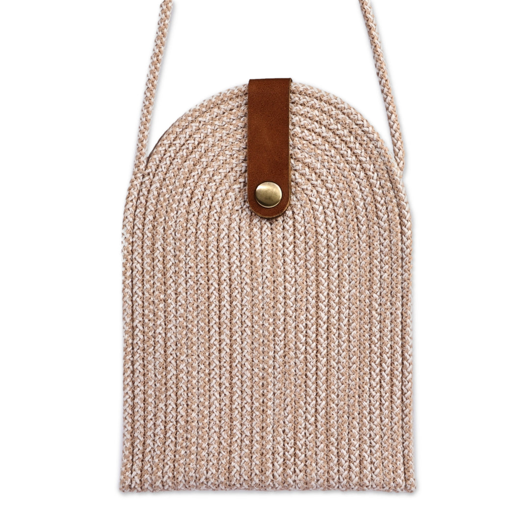 Classic Woven Ivory Cotton Blend Cell Phone Shoulder Bag - Ivory Communication