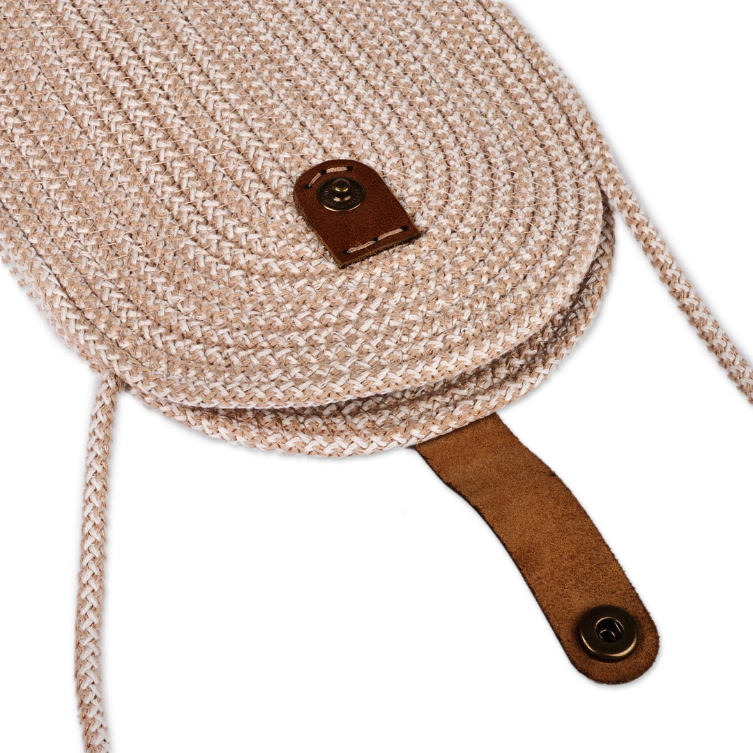 Classic Woven Ivory Cotton Blend Cell Phone Shoulder Bag - Ivory Communication
