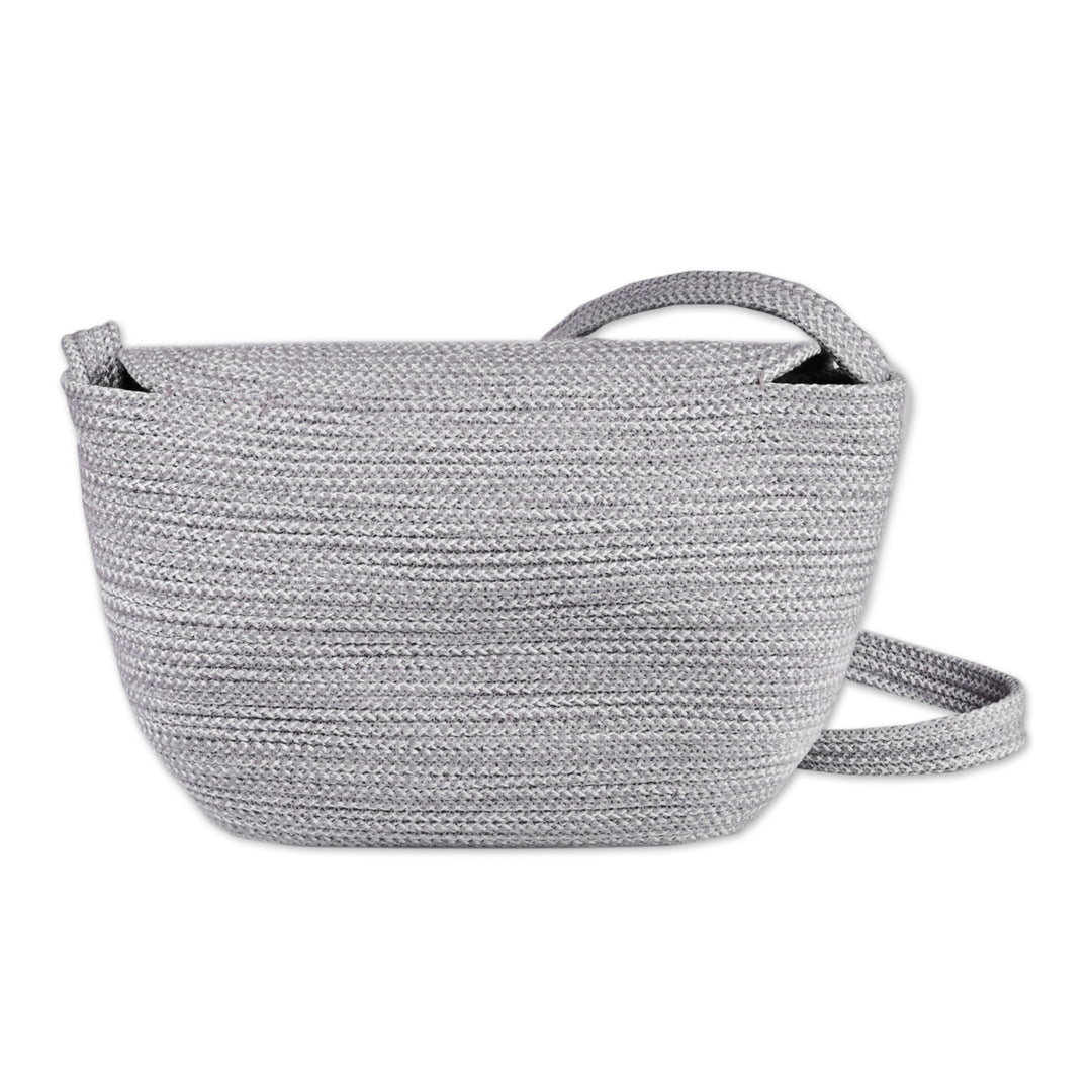 Handwoven Grey Cotton Blend Sling Bag Crafted in Armenia - Metropolitan Grey
