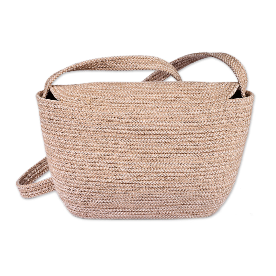 Armenian Handcrafted Cotton Blend Sling Bag in Beige Hues - Metropolitan Beige