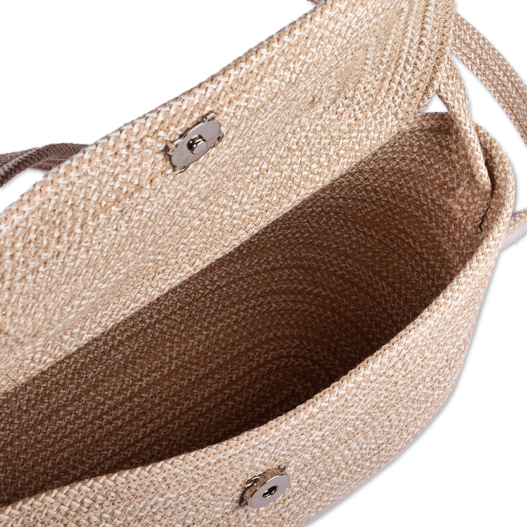 Armenian Handcrafted Cotton Blend Sling Bag in Beige Hues - Metropolitan Beige