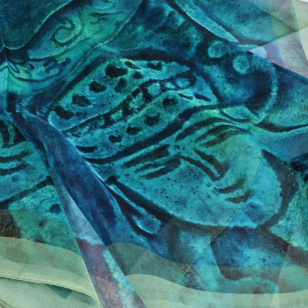 Dvin's Sphinx-Themed Handmade Sheer Soft Silk Chiffon Scarf - Sphinx Spirit