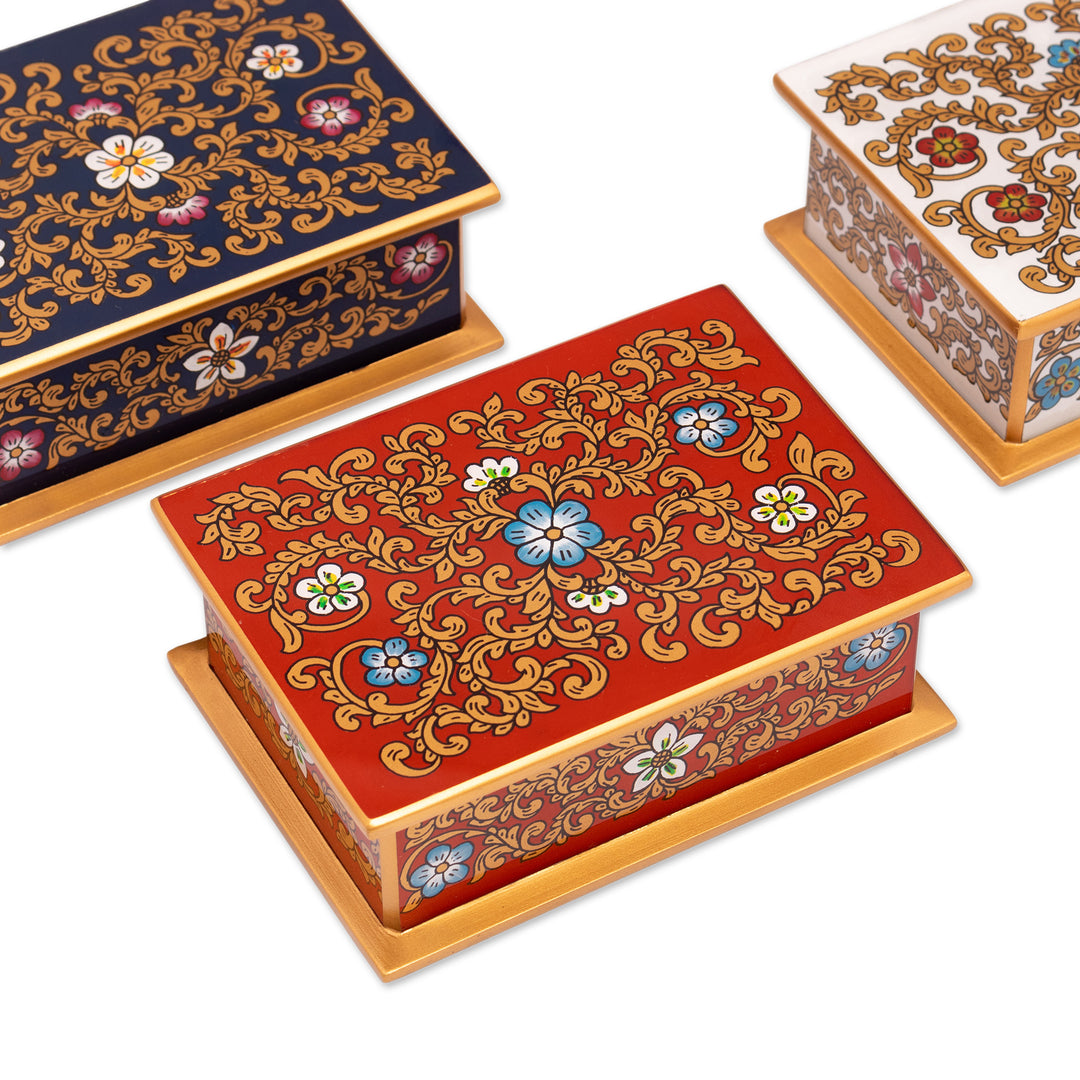 Reverse Painted Glass Floral Decorative Box from Peru - Fancy Florals