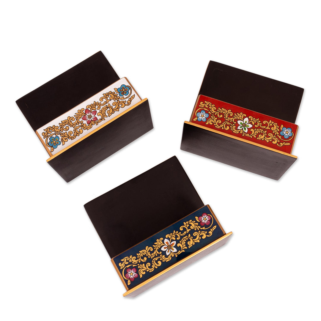 Reverse Painted Glass Floral Decorative Box from Peru - Fancy Florals