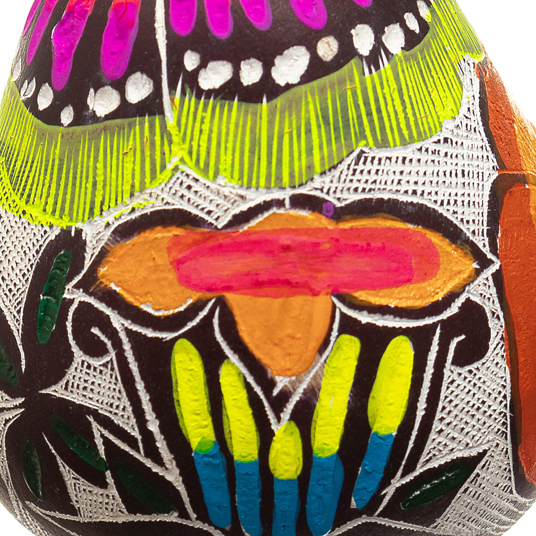 Spring-Themed Andean-Made Hand-Painted Dried Gourd Ornament - Harmonious Garden