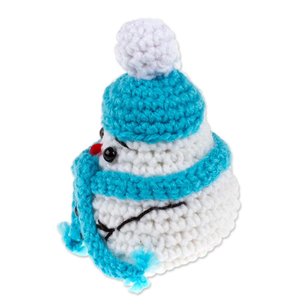 Crocheted Christmas Decorative Accent with Snowman Motif - Cute Snowman