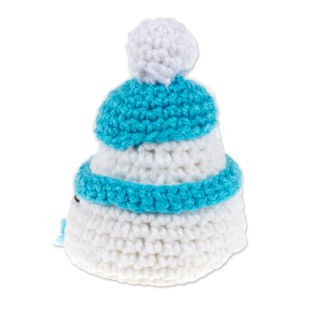 Crocheted Christmas Decorative Accent with Snowman Motif - Cute Snowman