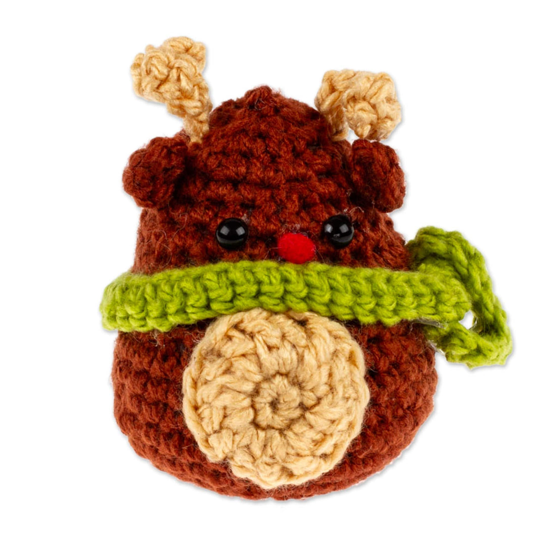Crocheted Holiday Decorative Accent with Reindeer Theme - Cute Deer