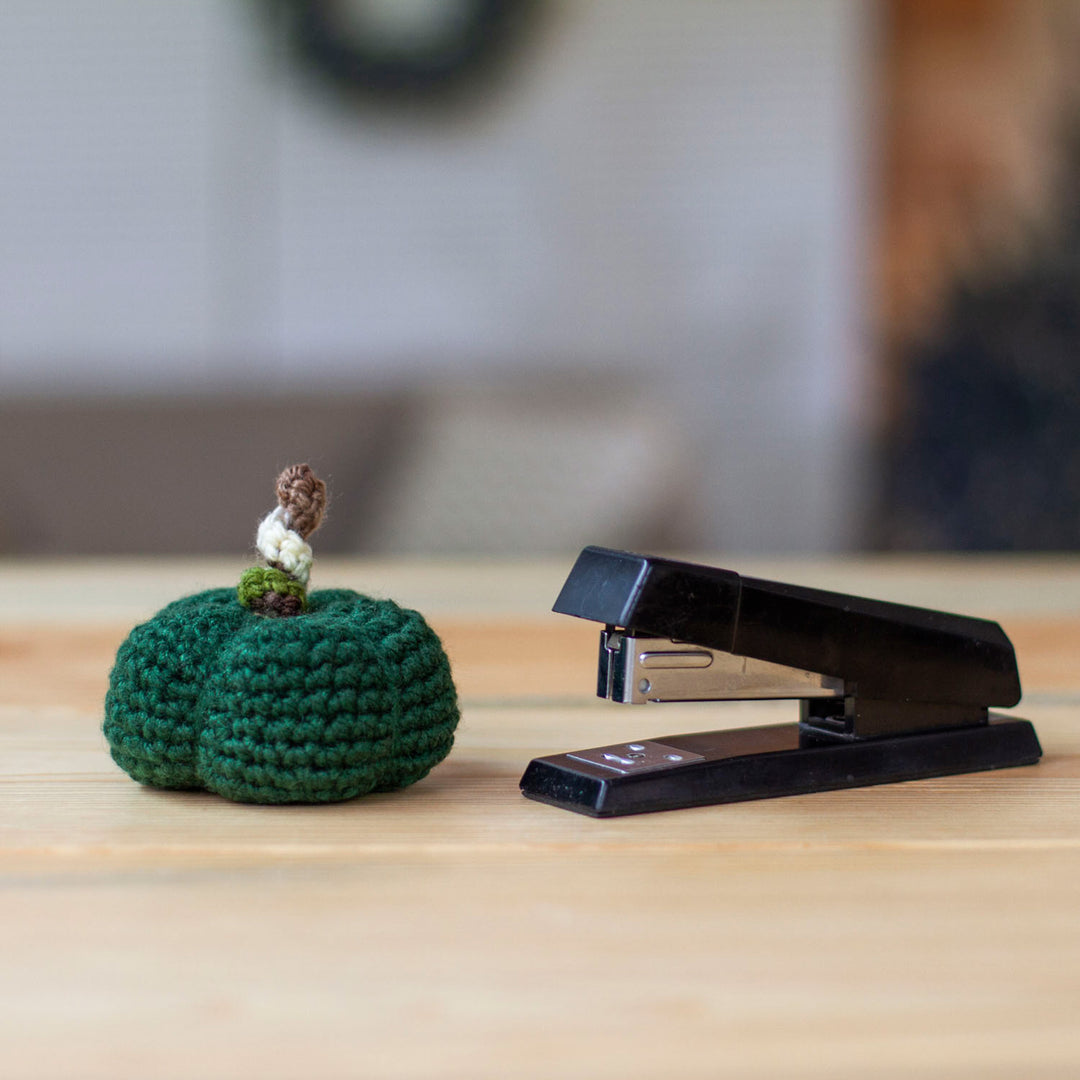 Halloween-Themed Green Pumpkin Crocheted Decorative Accent - Cute Green Pumpkin