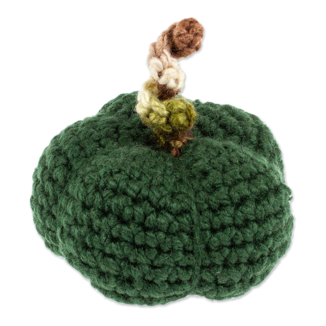 Halloween-Themed Green Pumpkin Crocheted Decorative Accent - Cute Green Pumpkin