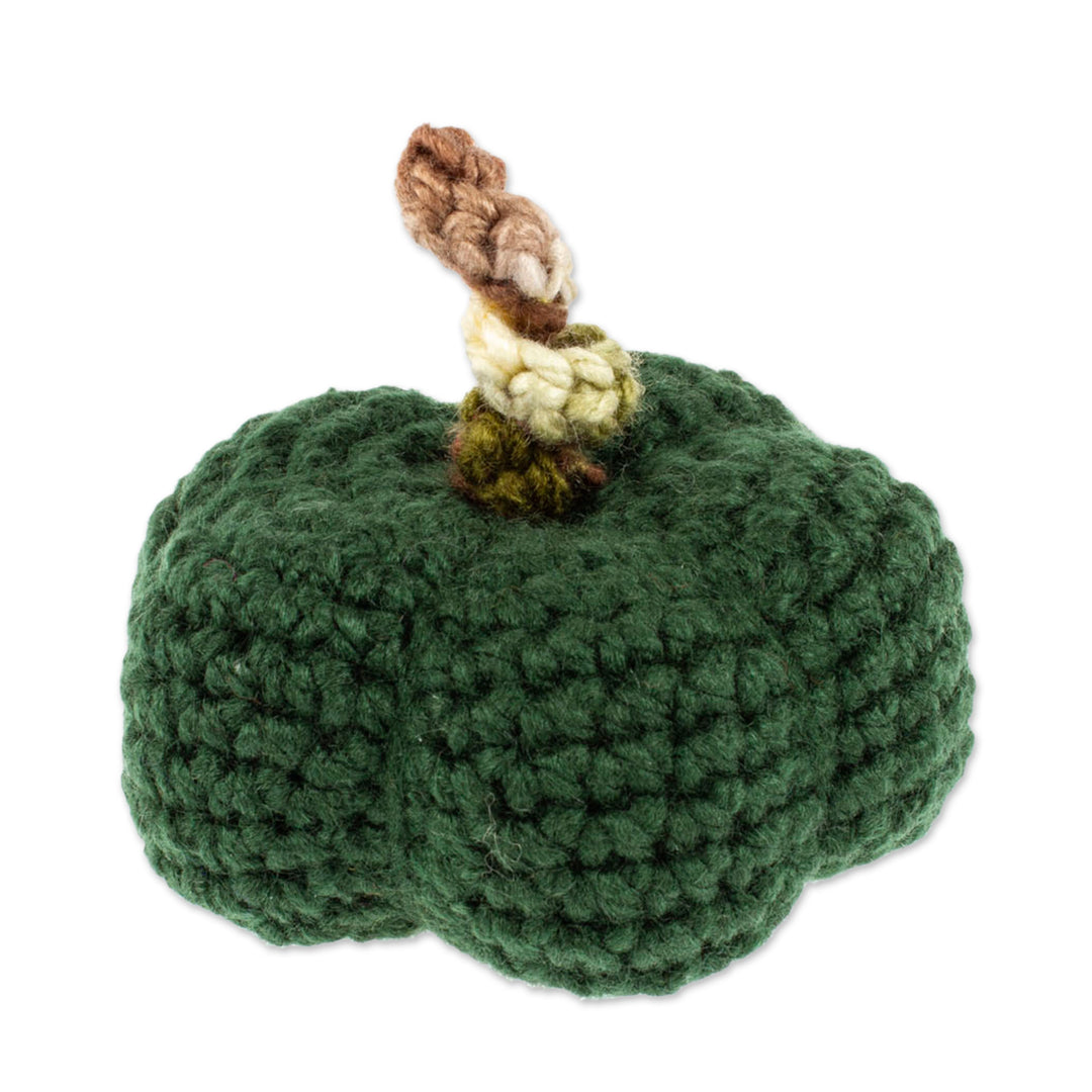 Halloween-Themed Green Pumpkin Crocheted Decorative Accent - Cute Green Pumpkin