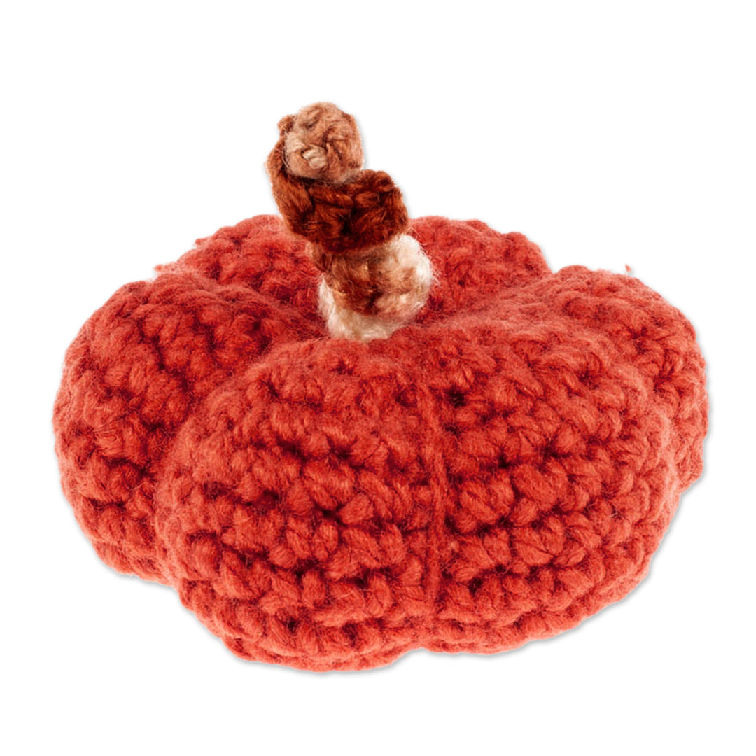 Halloween Pumpkin Crocheted Decorative Accent in Red Hue - Cute Pumpkin